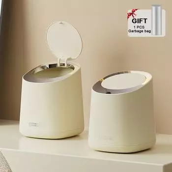 Мини-контейнеры для мусора Настольная мусорная корзина Домашний стол Пластиковый мусорный бак с крышкой Офисные принадлежности Мусорные баки Разное Коробка-бочка Новая