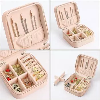 Мини-коробка для хранения ювелирных изделий из искусственной кожи, переносная домашняя дорожная коробка для хранения сережек, женских ожерелий, органайзер для колец, витрина