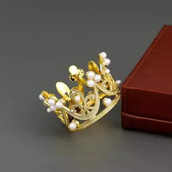 Мини-корона, украшение для торта, принцесса, жемчужная тиара, корона, украшение для выпечки, украшение для торта на день рождения золотой