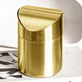 Мини-корзина для мусора Мини-мусорное ведро из нержавеющей стали Современное настольное мусорное ведро Небольшое мусорное ведро для гостиной, спальни, рядом с ванной комнатой <4L