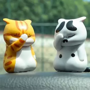 Мини-кошачья машинка для лица, симпатичная модель украшения для кошек, настольные игрушки, подарки для комнаты, офиса, детского автомобиля, подвеска, имитация миниатюрного животного белый