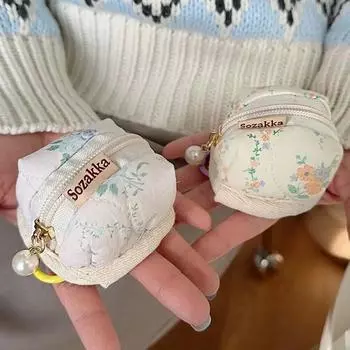 Мини-кошелек для монет, милый маленький цветок, сумка для хранения монет, маленький кошелек, держатель для ключей, подвеска, сумка для наушников