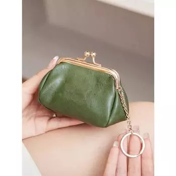 Мини-кошелек для монет в стиле ретро, портативная и милая ручная сумка для хранения на каждый день, однотонная простая сумка для ключей