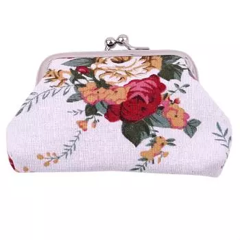 Мини-кошелек из холста с розой, женский тканевый кошелек для монет, детский милый маленький кошелек белый