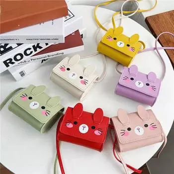 Мини-кошелек с героями мультфильмов, детский милый кролик, маленькие сумки через плечо для маленьких девочек, детские аксессуары, маленькая сумка на плечо белый