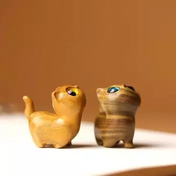 Мини-кошка, настольная фигурка, сандаловое дерево, кукла, игрушка, офисная фигурка, украшение для торта, спальня фиолетовый