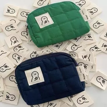 Мини-косметичка на молнии, однотонная женская сумка-клатч INS, корейские сумки для хранения, сумка для стирки темно-синий