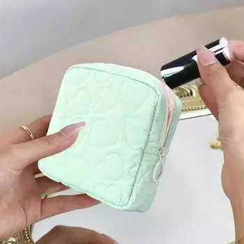 Мини-косметичка с узором в виде сердца, застежка-молния, портативная сумка для хранения гигиенических салфеток, сумка для хранения из искусственной кожи, ювелирные изделия для телефона, губная помада, ключи, органайзер, косметичка фиолетовый