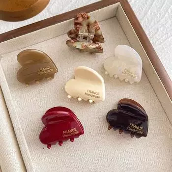 Мини-крабы для волос из ацетата в корейском стиле для девочек, милые заколки в форме сердца для детей и женщин, аксессуары для волос 3,5 см