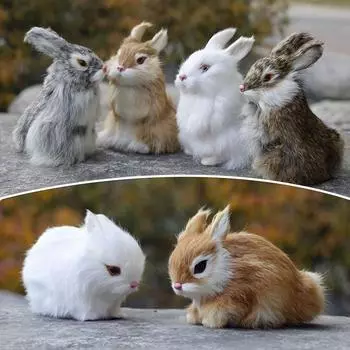 Мини-кролики, плюшевые игрушки, животное, пасхальный кролик, имитация кролика, украшения, игрушка в подарок, модель животного, фигурка, витрина витрины