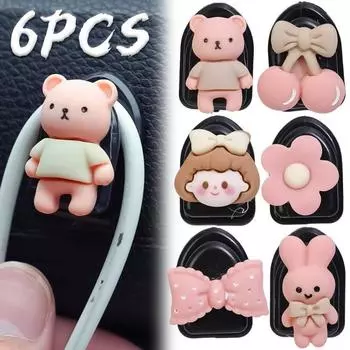 Мини-крючки для автомобиля, приборная панель автомобиля, симпатичные мультяшные маленькие крючки, самоклеящиеся крючки для спинки автомобильного сиденья, декоративные аксессуары для переднего ряда