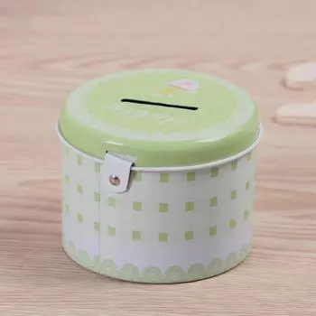 Мини-круглая банка для денег, защита от ржавчины, мультяшный креативный с замком, железная коробка, банка для мелочи, копилки