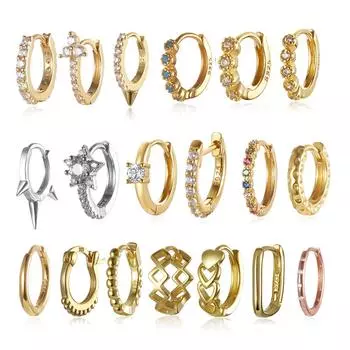 Мини-круглые серьги-кольца, серебро 925, 100% унисекс, цвет для женщин, маленькие ушные косточки для ногтей, бриллианты, имитирующие драгоценности для пирсинга