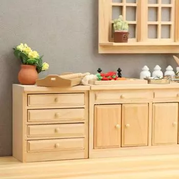 Мини-кухонная раковина, миниатюрная мебель для кукольного домика, шкафчик, столешница в стиле ретро-фермерского дома B