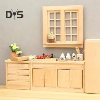 Мини-кухонная раковина, миниатюрная мебель для кукольного домика, шкафчик, столешница в стиле ретро-фермерского домика для кукольного домика масштаба 1/12 B