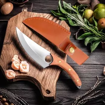 Мини-кухонный нож для мяса, карманный нож для обвалки, универсальный нож для повара, нож для резки барбекю, рыболовный нож, нож для очистки овощей и фруктов с чехлом