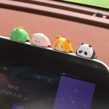 Мини-куклы из смолы в виде животных, украшения для приборной панели автомобиля, мультяшные фигурки, украшения для салона автомобиля, декоративные принадлежности