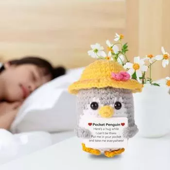 Мини-куклы-пингвины, вязаные шерстяные карманные куклы, милая игрушка-пингвин для позитивной эмоциональной поддержки A