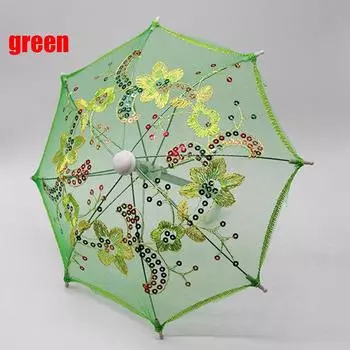 Мини-куклы в подарок для детей, вышитые зонтики от солнца, новые кружевные зонтики, аксессуары для кукол зелёный