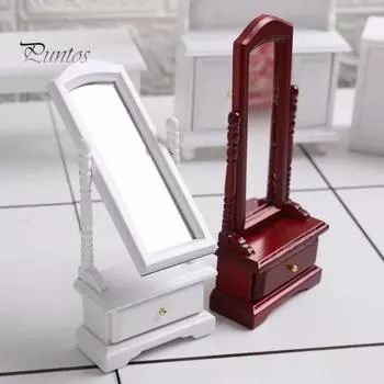 Мини-кукольный домик 1/12, полноразмерная туалетная зеркальная комната, игрушка с ящиком для детей белый