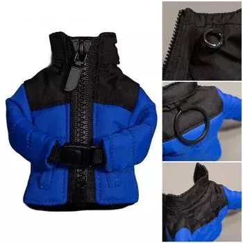 Мини-куртка-пуховик с брелоком из ткани на молнии, классная забавная куртка с брелоком чёрный