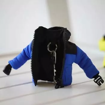 Мини-куртка-пуховик с брелоком из ткани на молнии, классная забавная куртка с брелоком чёрный