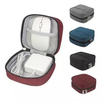 Мини квадратная цифровая сумка для хранения адаптер кабель питания для передачи данных наушники мышь портативный водонепроницаемый чехол-органайзер для дома дорожная сумка красный