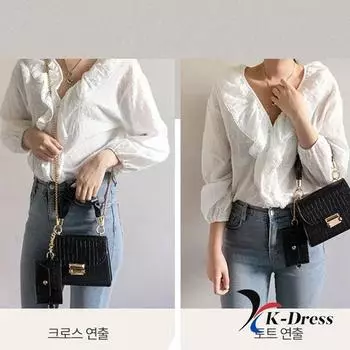 Мини-квадратная сумка-тоут 2 Combo с гофрированными ремешками (2 цвета)