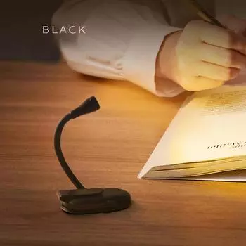Мини-лампа для чтения с аккумулятором из АБС-пластика, лампа для чтения с защитой глаз, для чтения книг в постели, гибкая гусиная шея, пристегивающаяся лампа для любителей книг белый