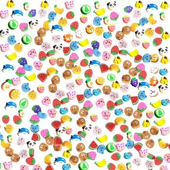 Мини-ластик Coolooda Fruit Animal Pencil Eraser для очаровательных карандашей, ластик для милых домашних и классных призов [210 предметов] Дети, домашние животные, животные, фрукты,
