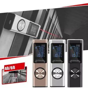 Мини лазерный дальномер Лазерная рулетка Цифровой лазерный дальномер Угломер Дальномер Портативный строительный инструмент 40m синий