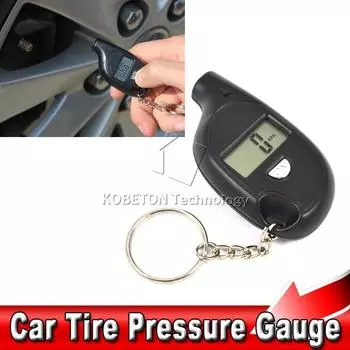 Mini LCD Digital Tire Pressure Gauge TPMS Tools Car Bike Motor Tyre Pressure Tester Air Pressure checker adapter with Keychain Mini Round