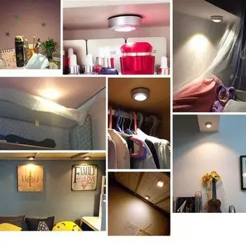 Mini Led Night Light Battery Powered Touch Control Under Cabinet light White Light Wardrobe kitchen Lighting Wall Lamp Light 1PCS