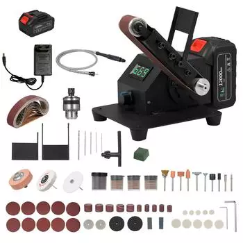 Мини-ленточная шлифовальная машина 350 Вт, электрическая настольная шлифовальная машина, шлифовальный станок, бесступенчатая регулировка скорости, маленькая EU Plug Standard model чёрный