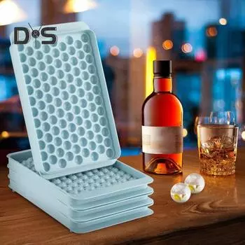 Мини-лоток для кубиков льда с лопаткой и ящиком для хранения, легкосъемная форма для льда, 104 кубика, устройство для приготовления шариков льда для заморозки, охлаждения напитков, кофе, сока A небесно-голубой