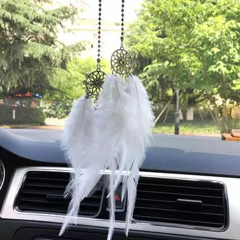 Мини-ловец снов, подвеска на зеркало заднего вида в салоне автомобиля, разноцветная подвеска для автомобиля, двойные колокольчики, аксессуары для декора автомобиля