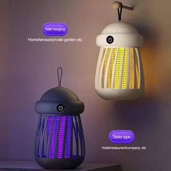 Мини-ловушка для комаров с питанием от USB, электрошоковая ловушка для мух с УФ-светодиодом для использования в помещении, на открытом воздухе, дома, на кемпинге, на террасе, подвесная лампа для мух белый