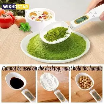 Мини-ложка, цифровые кухонные весы, электронные ЖК-весы для еды, 0,1-500 г, кулинарная мука, молоко, кофе, порошок, мерная ложка 1pcs зелёный