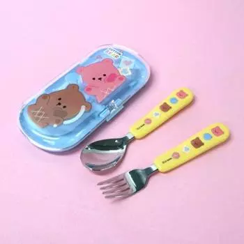 Мини-ложка + вилка + футляр Leburn Cotton Bear, разные цвета