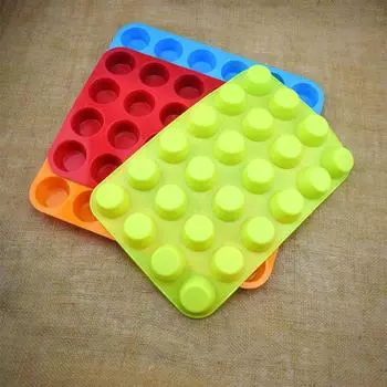 Мини-маффин, 24 отверстия, силиконовая круглая форма, сделай сам, кекс, печенье, форма для выпечки помадки, антипригарная форма для пудинга, форма для торта на пару, инструменты для выпечки