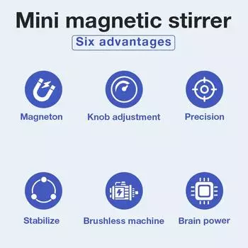 Мини-магнитная мешалка 300-3000 об/мин, регулируемая скорость, магнитный миксер, лабораторное оборудование с вилкой ЕС, магнитная мешалка для научных исследований белый