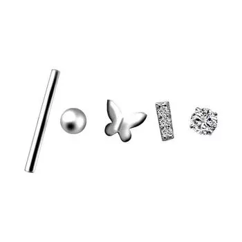 Мини-маленькие серьги-гвоздики для пирсинга ушей, набор из нескольких сережек, простые серьги-бабочки