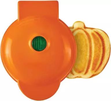 Мини-машина для приготовления отдельных вафель и драников, легко моется, антипригарные поверхности, цвет «Оранжевая тыква» красный