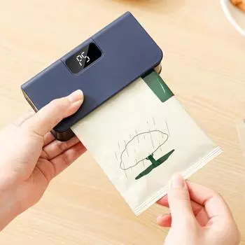 Мини-машина для запечатывания пакетов и резака со светодиодным дисплеем, перезаряжаемая через USB, для чипов белый