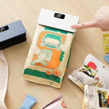 Мини-машина для запечатывания пакетов и резки со светодиодным дисплеем, перезаряжаемая через USB белый