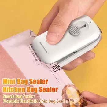 Мини-машина для запечатывания пакетов с резаком, двойная функция, портативная ручная машина для запечатывания закусок темно-зеленого