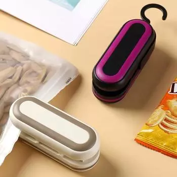 Мини-машина для запечатывания пакетов с резаком, перезаряжаемая машина для запечатывания пищевых продуктов для закусок, бытовая кухня чёрный