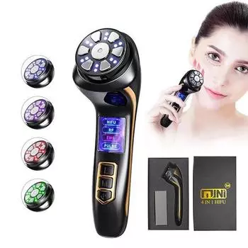 Мини-машина HIFU 3-го поколения EMS RF Pulse Warm Up Массажер для лица для лица и тела Ультразвуковое косметическое устройство US Plug чёрный