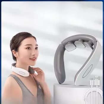 Мини-массажер для шеи, домашний физиотерапевтический инструмент для шеи, импульсный уход за электрическими горячими компрессами, разминание плеч и шеи и артефакт защиты шеи English manual
