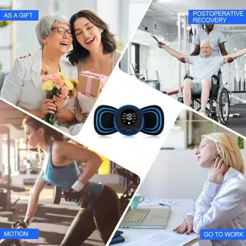 Мини-массажер для шеи Pretfy, массажер для тела 6 шт., 8 режимов, 19 уровней, электрический массажер для ног, портативный чёрный